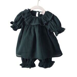 Ivy City Co Baby Gracie Dress Emerald Chiffon 9-12 Months Party Formal Wedding